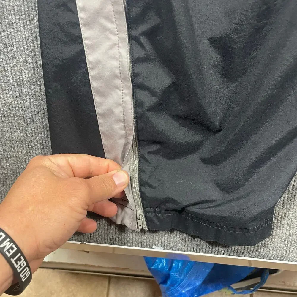 Nike Track Pants Men's Large Black/White Striped Zip Leg Lined Drawstring